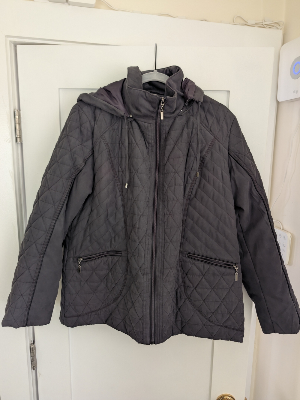 Quilted Hooded Utility Jacket - Charcoal